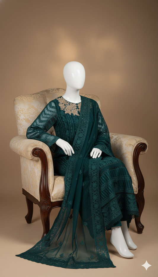 Azure Embroidery Chiffon 3-Piece Master Replica Suit with Handwork & Embroidered Dupatta | Ikhwan New Arrivals – November Drop 1