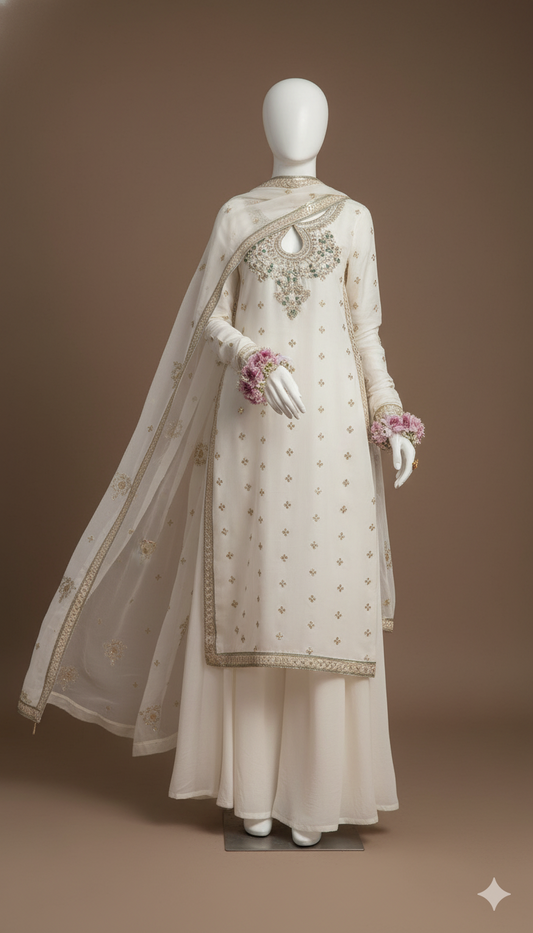 Luxury Chiffon 3-Piece Embroidered Suit with Adda Work & Heavy Border Dupatta | Ikhwan New Arrivals – November Drop 1