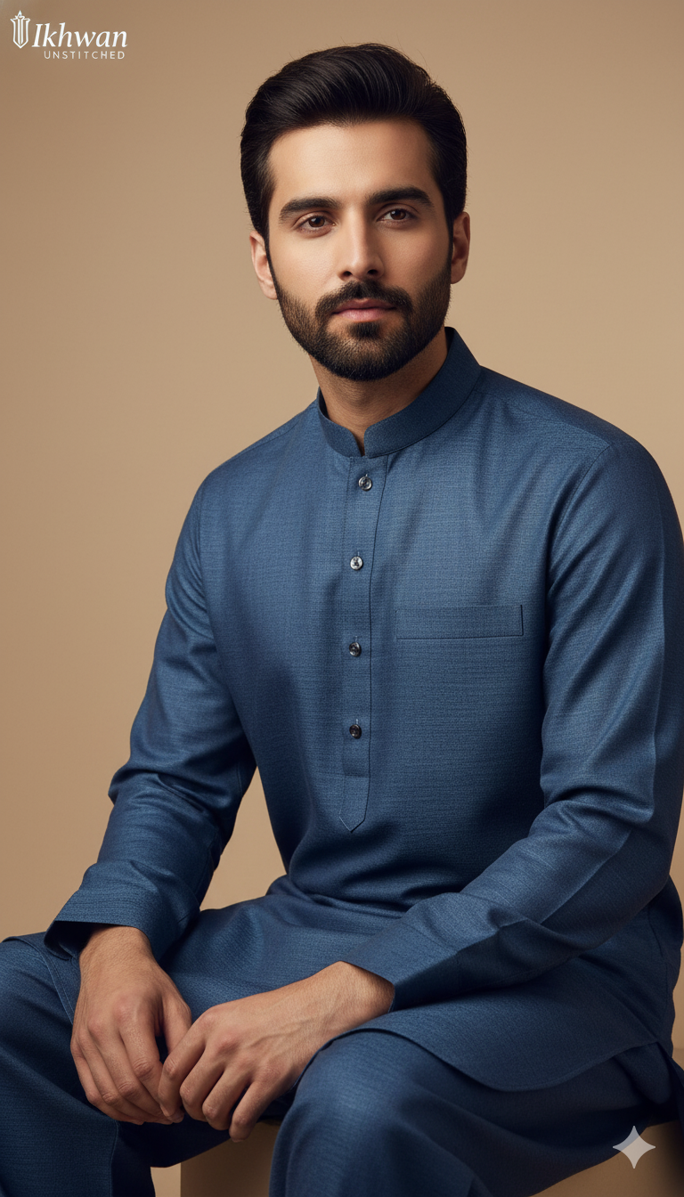 Ikhwan Wool Collection – The Finest Men’s Fabric | Aqua Color | Premium Twill Shine Wool