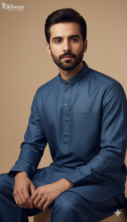 Ikhwan Wool Collection – The Finest Men’s Fabric | Aqua Color | Premium Twill Shine Wool