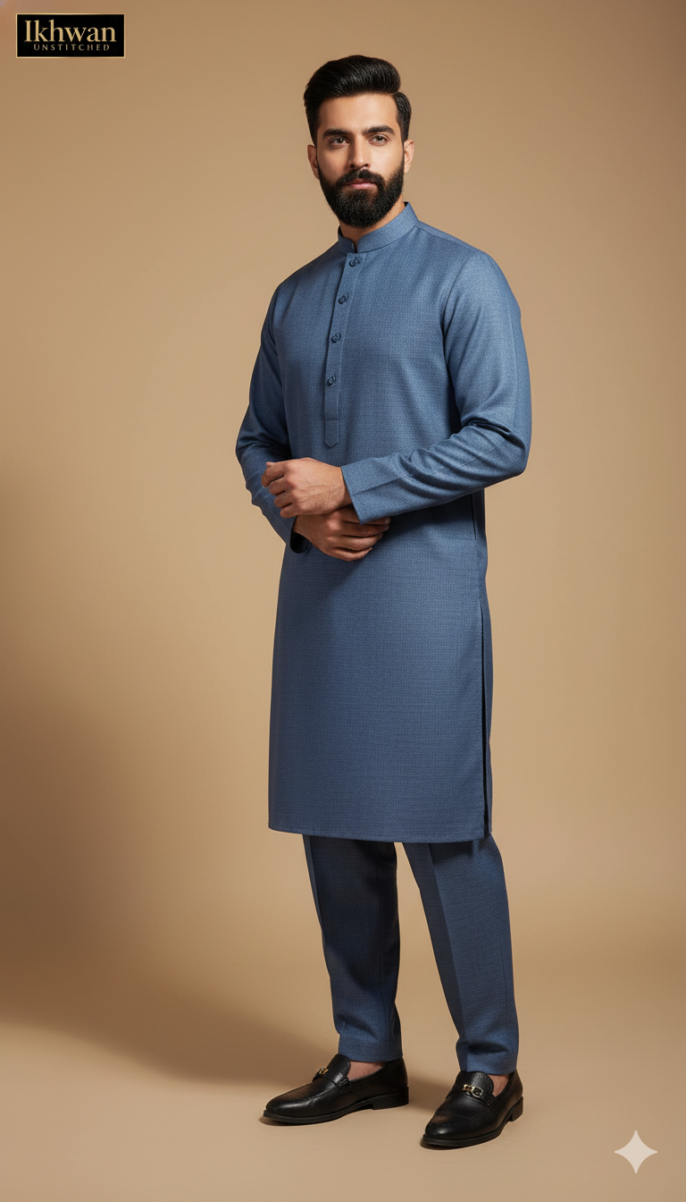 Ikhwan Wool Collection – The Finest Men’s Fabric | Aqua Color | Premium Twill Shine Wool