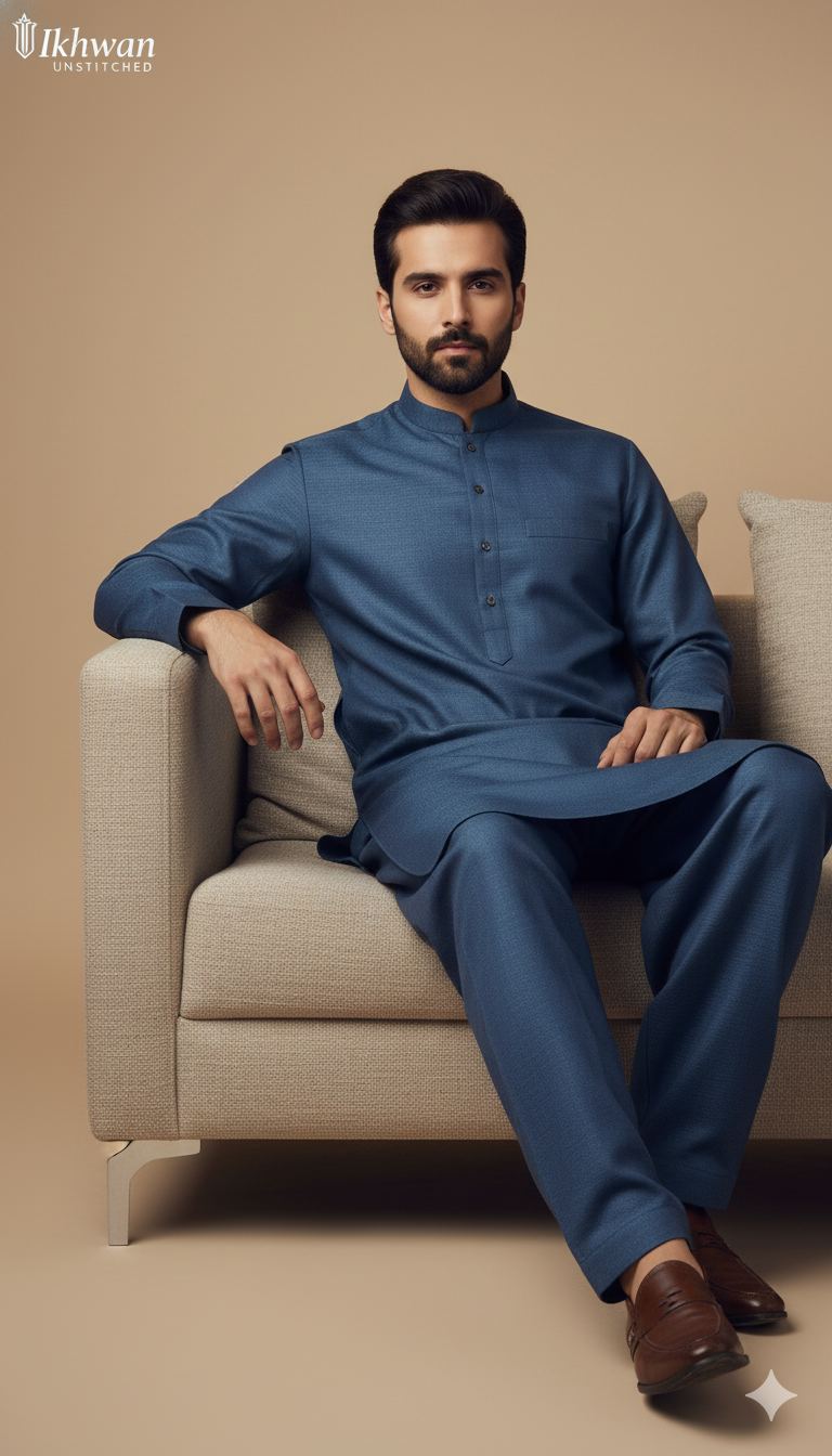 Ikhwan Wool Collection – The Finest Men’s Fabric | Aqua Color | Premium Twill Shine Wool