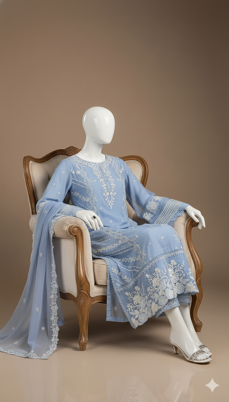 Luxury Thread & Sequins Embroidered Organza 3-Piece Suit | Ikhwan New Arrivals – November Drop 1