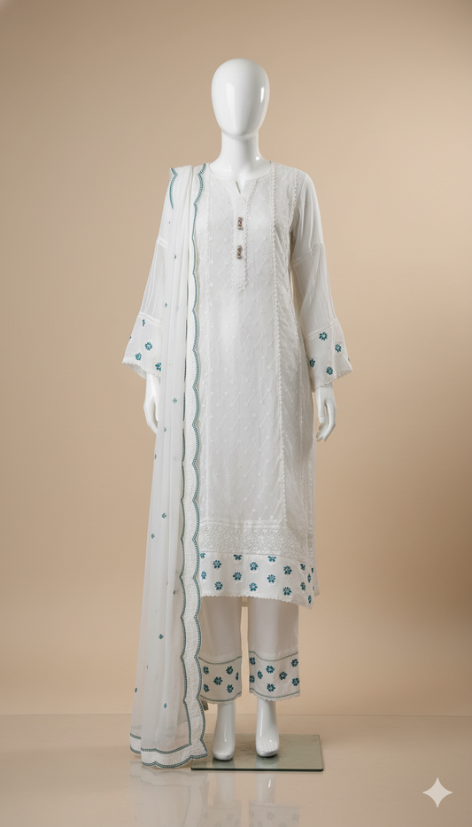 Ikhwan Unstitched – Luxury Chiffon 3-Piece Embroidered Suit with Adda Work & 4-Side Border Dupatta | November Drop 1