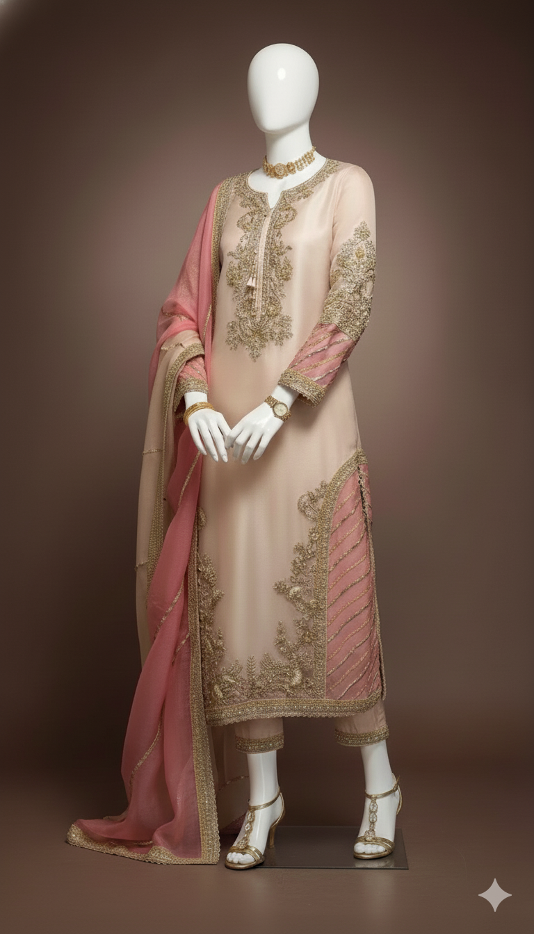 Unstitched Luxury Organza 3-Piece Replica with Thread & Handwork Embellishments | Ikhwan New Arrivals – November Drop 1