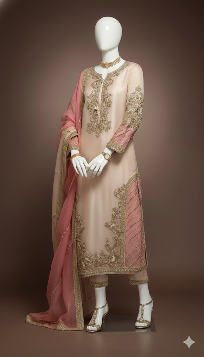 Unstitched Luxury Organza 3-Piece Replica with Thread & Handwork Embellishments | Ikhwan New Arrivals – November Drop 1