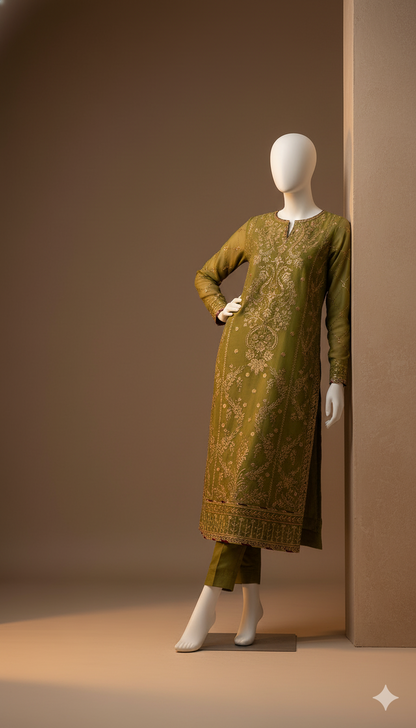 Luxury Chiffon 3-Piece Replica with Heavy Sequence Embroidery & Satin Silk Trouser | Ikhwan New Arrivals – November Drop 1