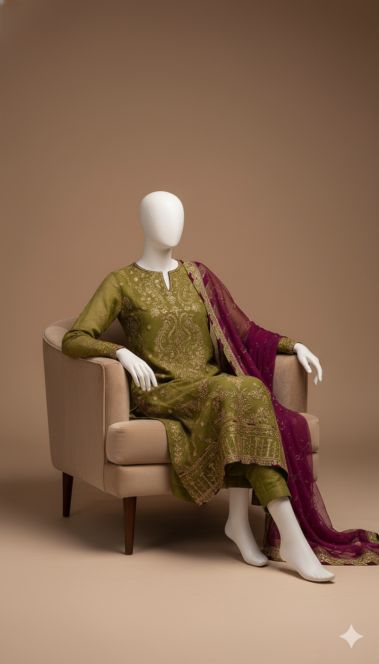 Luxury Chiffon 3-Piece Replica with Heavy Sequence Embroidery & Satin Silk Trouser | Ikhwan New Arrivals – November Drop 1