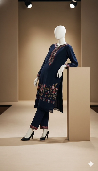 Qalamkar | Premium Pure Dhanak 3-Piece Heavy Embroidered Suit with Embroidered Shawl | Ikhwan New Arivals November Drop 1