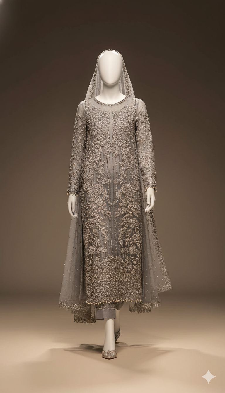 Ikhwan – Premium Chiffon Embroidered 3-Piece Suit with Satin Trouser & Malai Inner | November Drop 2 – Embroidery Collection