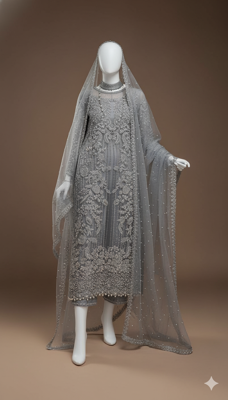 Ikhwan – Premium Chiffon Embroidered 3-Piece Suit with Satin Trouser & Malai Inner | November Drop 2 – Embroidery Collection