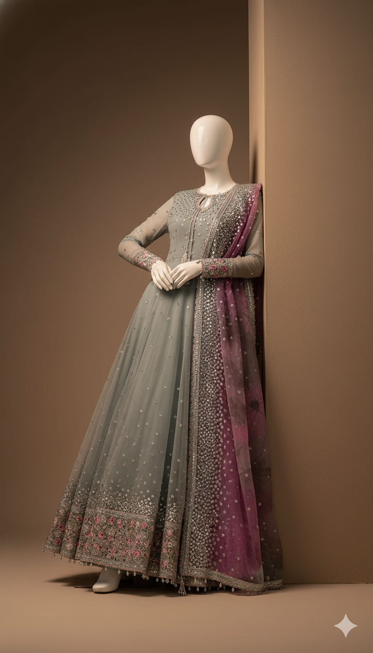 Most Demanded Chiffon Maxi Suit | Net Dupatta | Silk Trouser | Sequins Work | Best Quality – November Drop 2