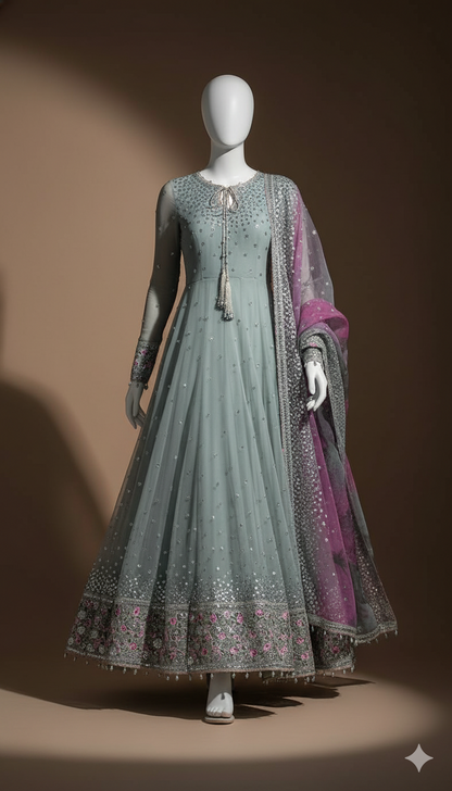 Most Demanded Chiffon Maxi Suit | Net Dupatta | Silk Trouser | Sequins Work | Best Quality – November Drop 2