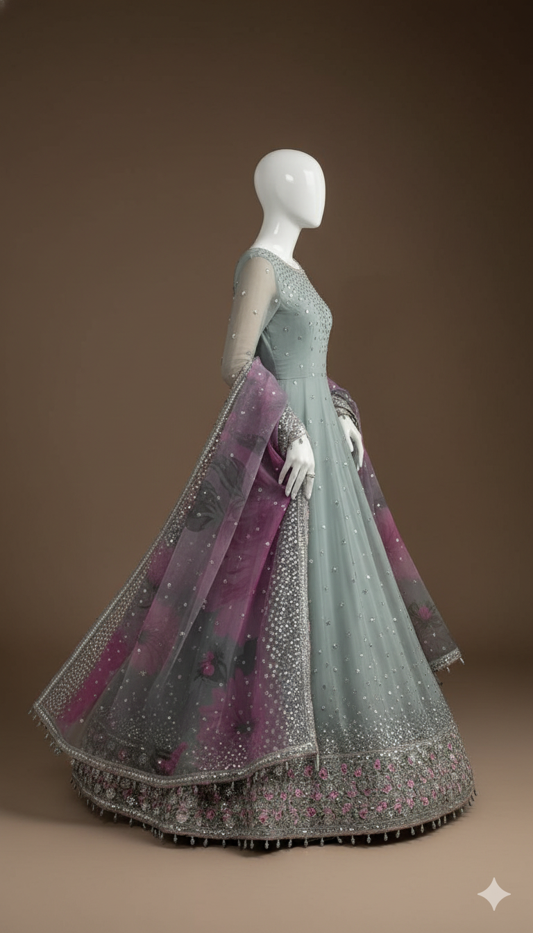 Most Demanded Chiffon Maxi Suit | Net Dupatta | Silk Trouser | Sequins Work | Best Quality – November Drop 2