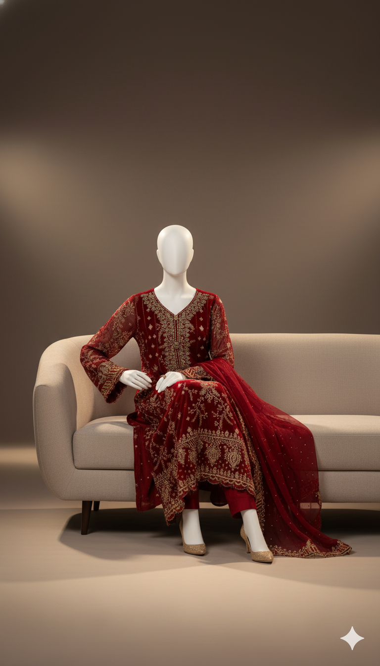 Ikhwan Unstitched – Most Hit Design | Semi Pure Chiffon 3-Piece Suit | Heavy Embroidered Sequins | November Drop 2 – Winter 2025