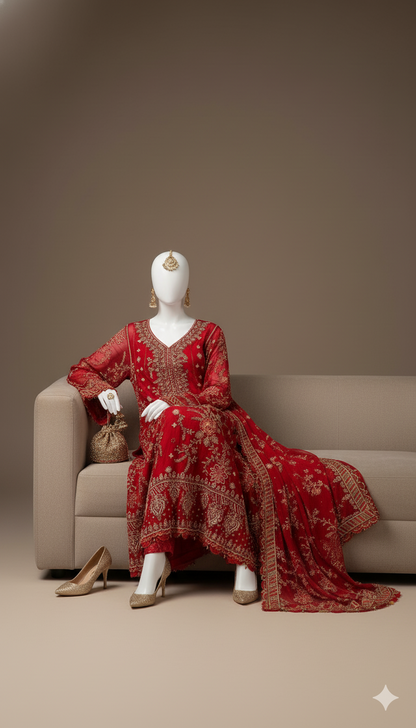 Ikhwan Unstitched – Most Hit Design | Semi Pure Chiffon 3-Piece Suit | Heavy Embroidered Sequins | November Drop 2 – Winter 2025