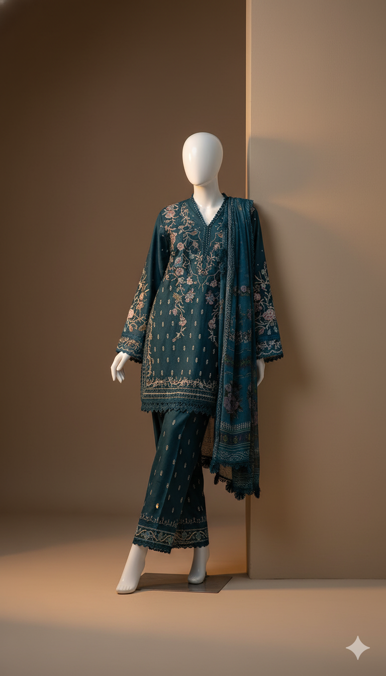 Dhanak Hit Codes – Premium 3-Piece Heavy Embroidered Suit | Digital Print Wool Shawl | November Drop 2 Winter 2025 Collection