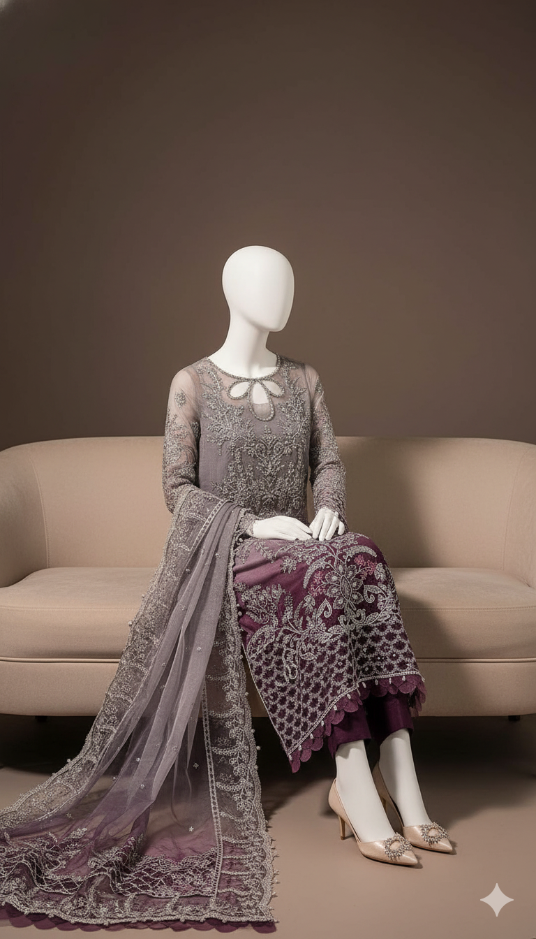 Luxury Tie & Dye Organza 3-Piece Suit with Handwork Embroidery & Double-Tone Dupatta | Ikhwan New Arrivals – November Drop 2