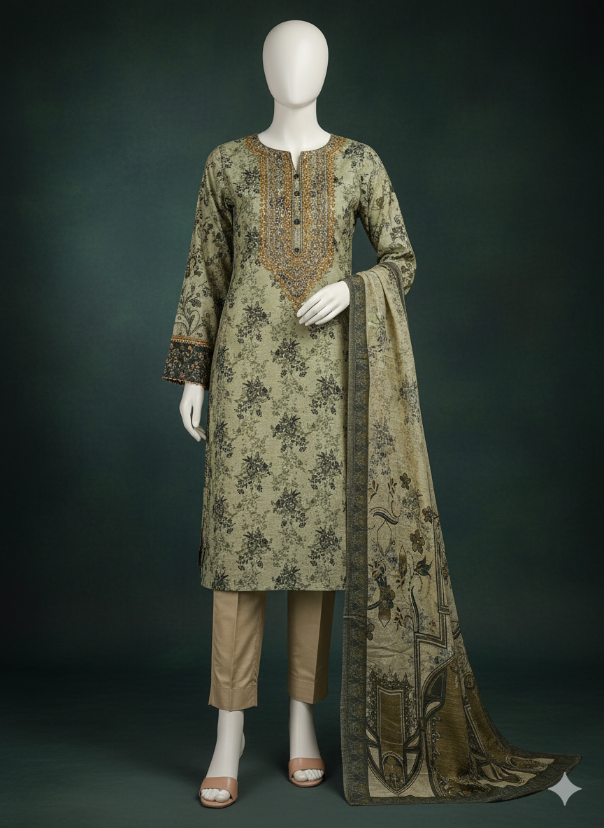 Dhanak Doria Embroidered 3 Piece Unstitched Suit – Winter Collection 2025