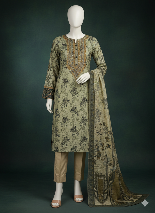 Dhanak Doria Embroidered 3 Piece Unstitched Suit – Winter Collection 2025