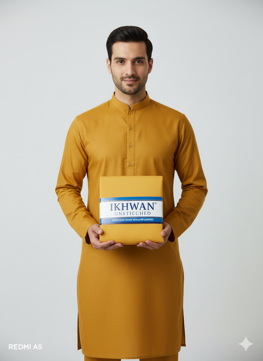 Ikhwan Unstitched – Light Orange Premium Wash & Wear Suit