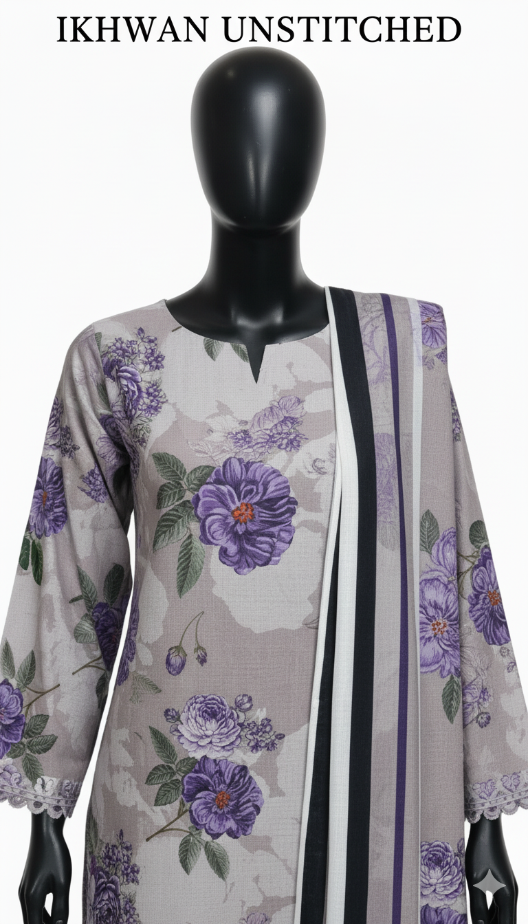 Winter 2025 Pure Airjet Karandi Digital Print Suit – Luxury 3-Piece Collection | After Wash Guaranteed