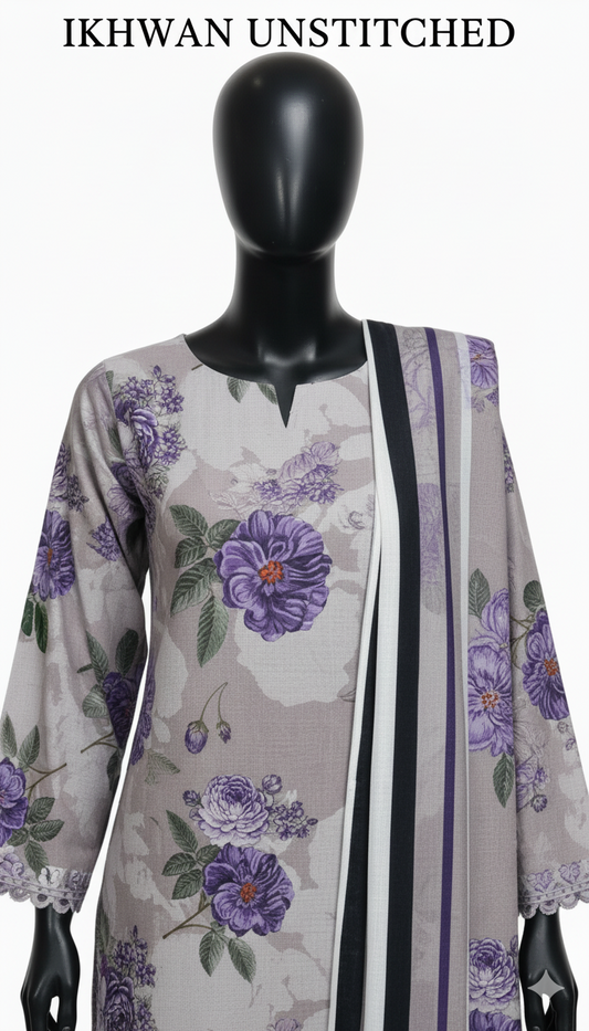 Winter 2025 Pure Airjet Karandi Digital Print Suit – Luxury 3-Piece Collection | After Wash Guaranteed