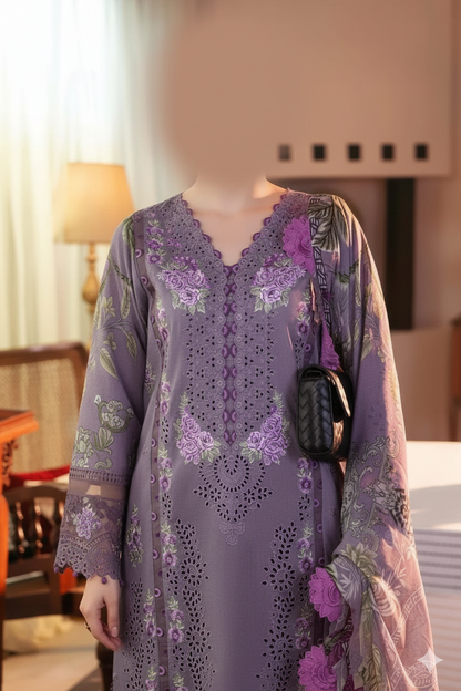 Ikhwan Unstitched Dhanak Embroidered 3-Piece Winter Suit