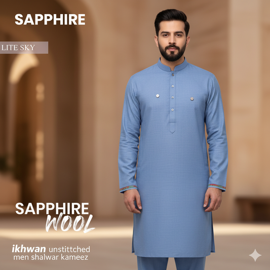 Men’s Premium Sapphire Wool Collection 2025 – 100% Pure Super Luxury Wool Fabric | Original Inlay, Stamp & Bag Included