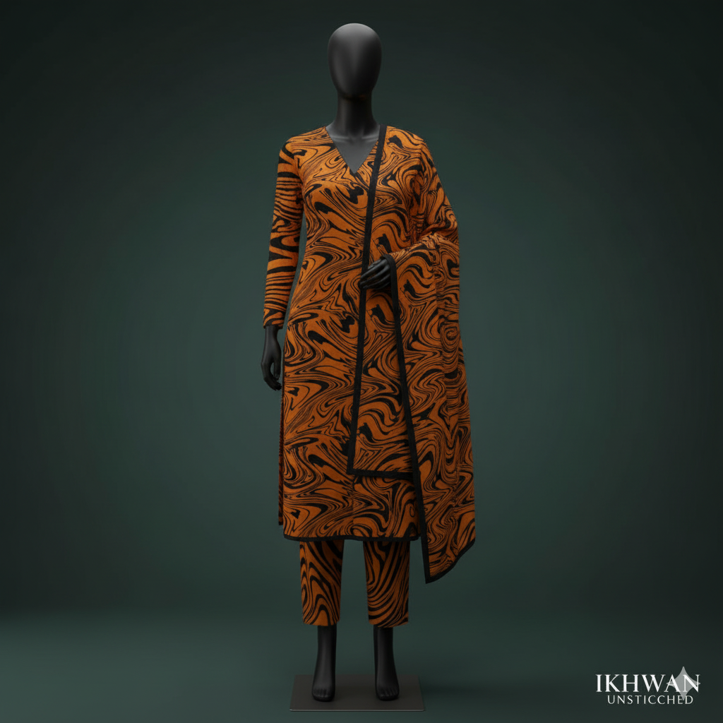 Winter 2025 Designer Airjet Karandi Digital Print Suit – Pure Karandi Luxury Edition