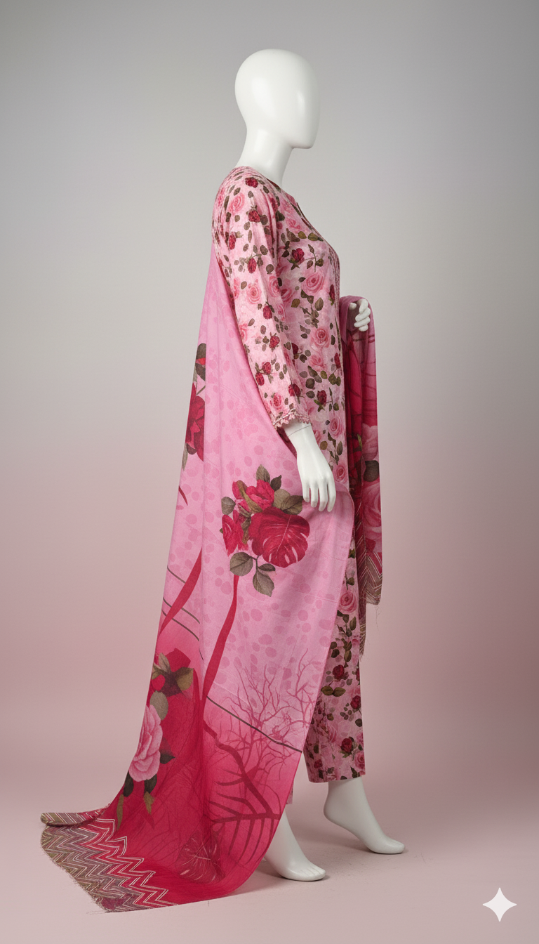 Khaadi Linen – Rose Garden Luxury 3-Piece Suit
