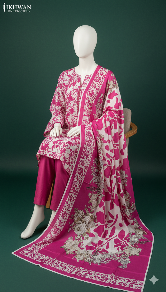 Alkaram Doria Linen 3-Piece Suit – Blush Serenity (Winter Edition)