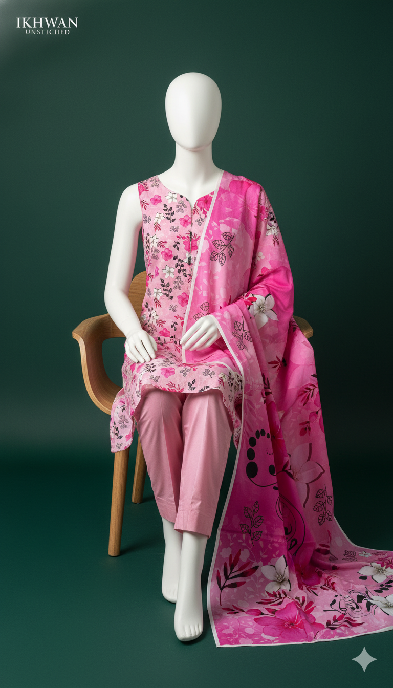 Alkaram Doria Linen 3-Piece Suit – Petal Glow (Winter Edition)