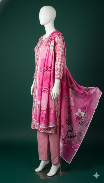 Alkaram Doria Linen 3-Piece Suit – Petal Glow (Winter Edition)