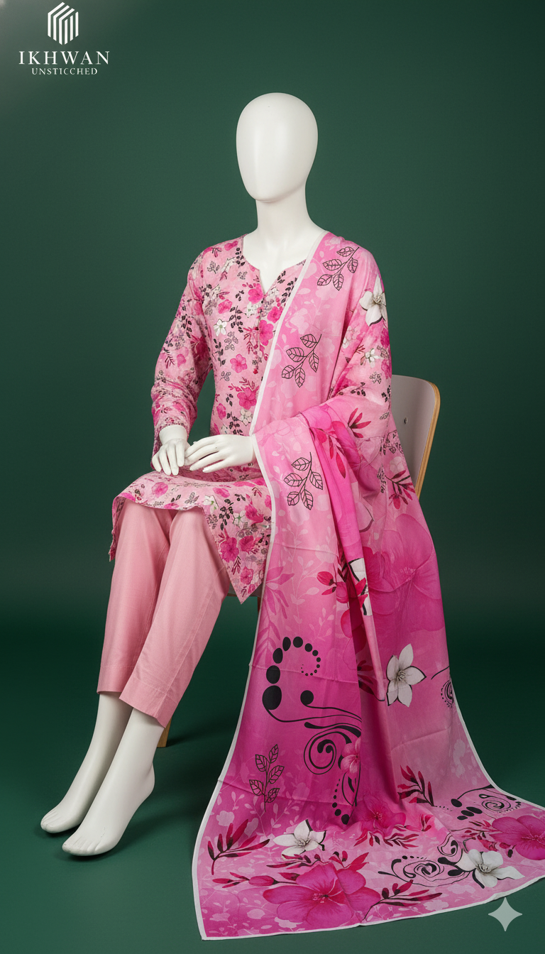Alkaram Doria Linen 3-Piece Suit – Petal Glow (Winter Edition)
