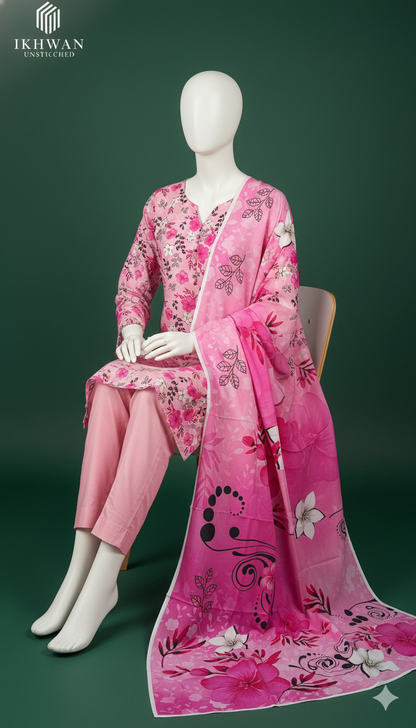 Alkaram Doria Linen 3-Piece Suit – Petal Glow (Winter Edition)