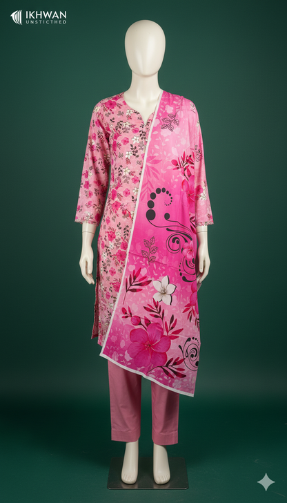 Alkaram Doria Linen 3-Piece Suit – Petal Glow (Winter Edition)