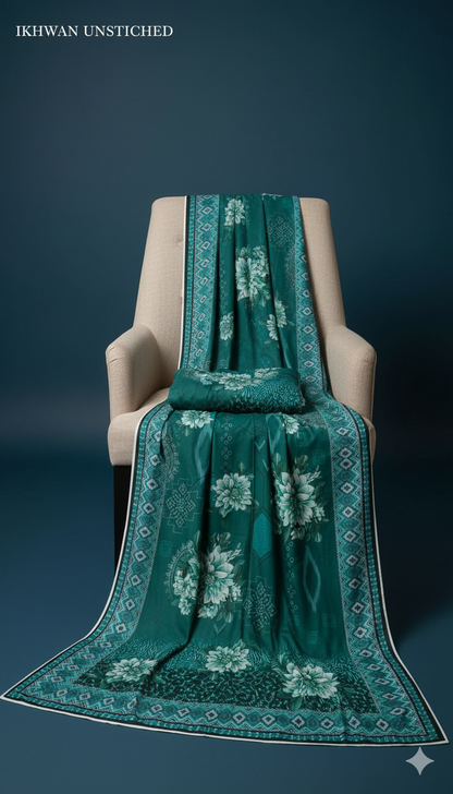 Alkaram Doria Linen 3-Piece Suit – Emerald Whisper (Winter Edition)