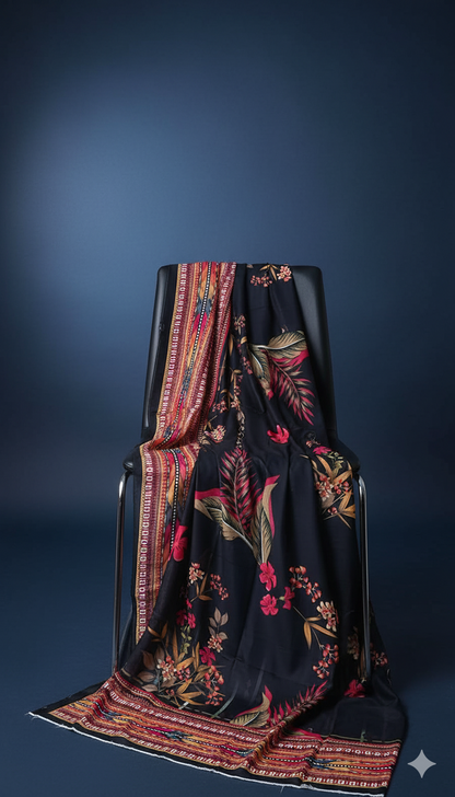 Khaadi Winter Linen 3-Piece Suit – Grey Floral Harmony