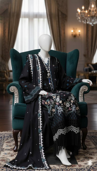 Dhanak embroidered 3pc suit – winter collection 2025