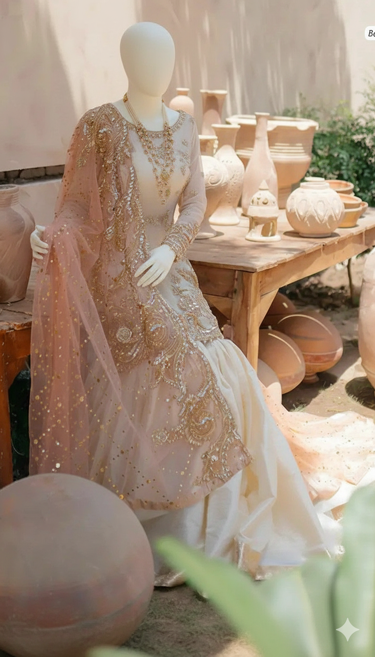 Ikhwan Replica Wedding Wear – Luxury 3PC Organza Suit with Hand Embellished Work