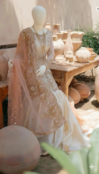 Ikhwan Replica Wedding Wear – Luxury 3PC Organza Suit with Hand Embellished Work