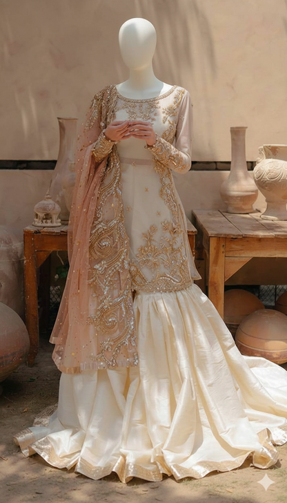 Ikhwan Replica Wedding Wear – Luxury 3PC Organza Suit with Hand Embellished Work