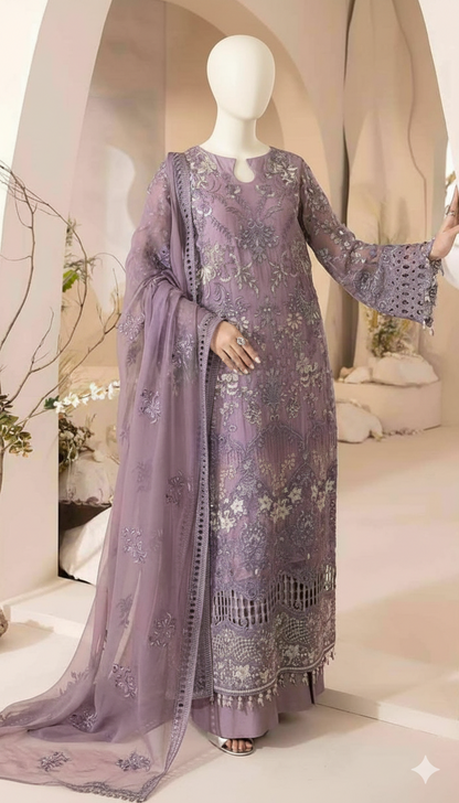 Ikhwan Replica Unstitched Chiffon 3Pc – Sequence Embroidered Suit with Silk Trouser