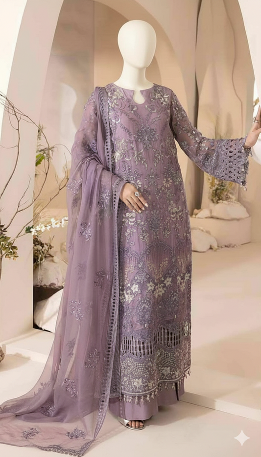 Ikhwan Replica Unstitched Chiffon 3Pc – Sequence Embroidered Suit with Silk Trouser