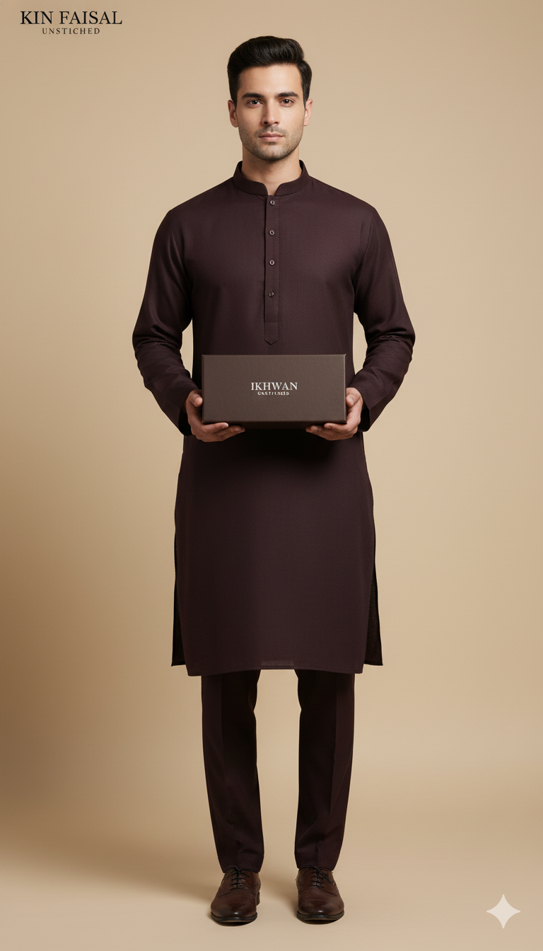 Premium Merino Wool Blend Fabric (4 Meters) | Plum Color | Winter Wear with Liquid Ammonia Finish