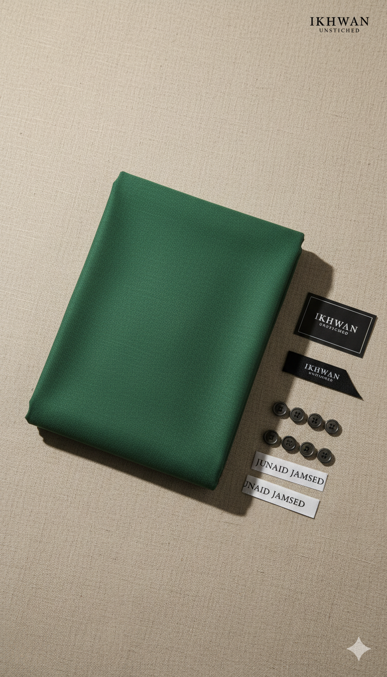 Wash & Wear Boski – Forest Green Color | Premium Four Season Fabric (4 Meters) | Gents Collection | 100% Guaranteed Fabric