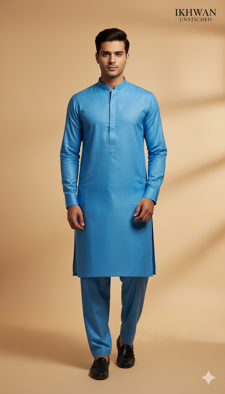 Wash & Wear Boski – Sky Blue Color | Premium Four Season Fabric (4 Meters) | Gents Collection | 100% Guaranteed Fabric