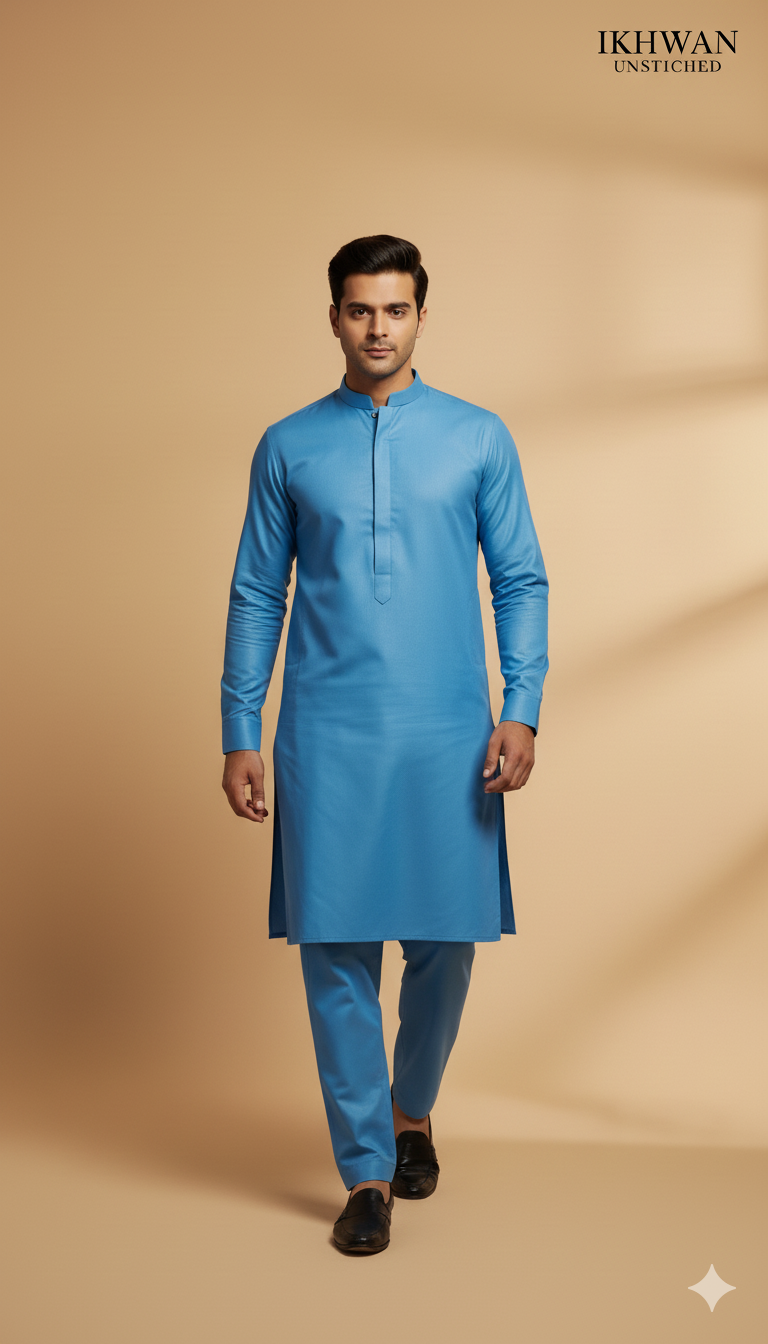 Wash & Wear Boski – Sky Blue Color | Premium Four Season Fabric (4 Meters) | Gents Collection | 100% Guaranteed Fabric