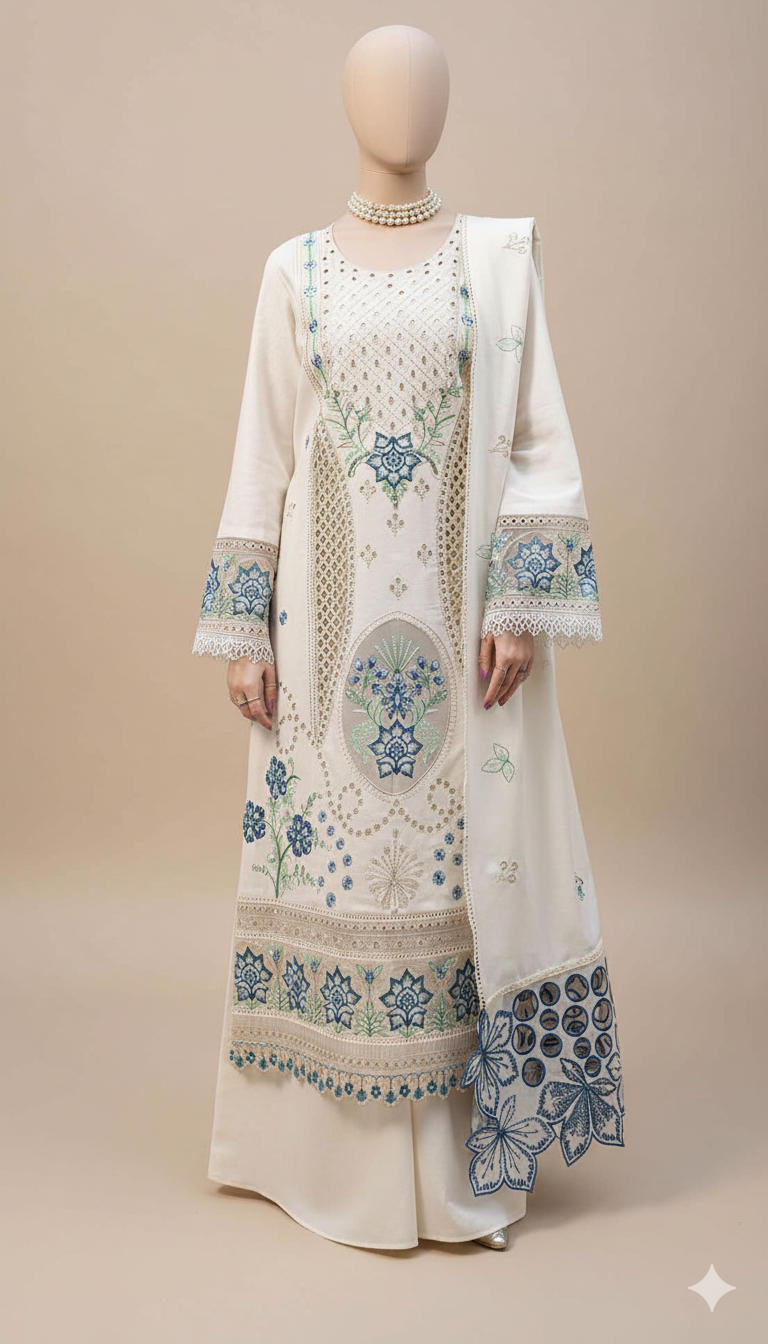 Ikhwan Replica – Most Demanding Edition | 3-Piece Unstitched Dhanak Embroidered Suit with Heavy Shawl | Winter Collection 2025